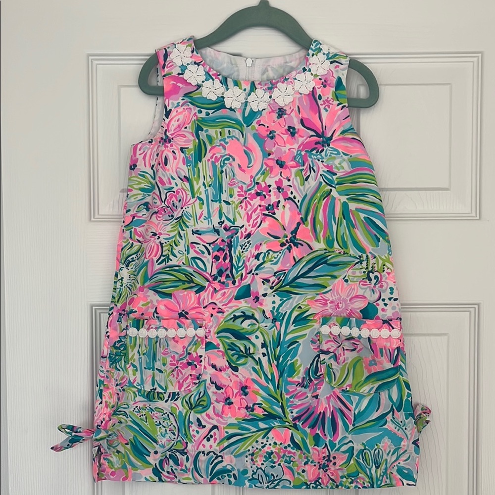 Floral Pink and Green Kids Dress